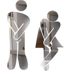 Yaju Wc Autocollant Wc ! Jambes Crois&eacute;es Dr&ocirc;le De Salle De Bain Toilettes Accessoires De Porte De Toilette Symbole Signe 5 '' Ensemble De Miroir Pour Le Bureau &Agrave; Domicile Et Le Travail (2sets- - Neuf