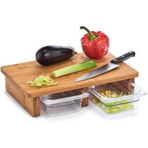 Zeller - Planche &Agrave; D&eacute;couper Avec Tiroirs Coulissants, Accessoire De Cuisine En Bambou - 40,5 X 26,5 X 8,5 Cm - Neuf