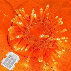 Kal-Guirlande Lumineuse Orange - 3 M - 30 Led - Étanche - Avec Fonction Minuterie - Fonctionne Avec Piles - Pour L'extérieur Et L'intérieur - Sapin De Noël, Jardin, Fête, Fenêtre, Citrouille - Neuf
