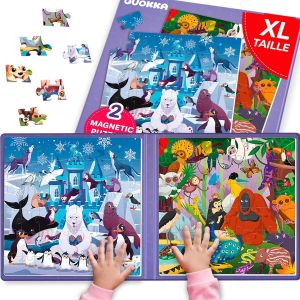ERYI-Puzzle Magnétique Enfant 3 4 5 Ans - 2X48 Pièces Jeux Magnétique Enfant - Jeux Voyage Avec Animaux Polaires Et Jungle Pour 5 6 Ans - Cadeau Éducatif Pour Garçons Et Filles - Neuf