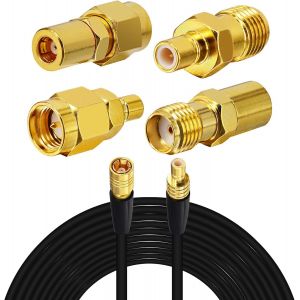 Câble d'extension SMB mâle vers SMB femelle, adaptateur SMB Dab, câble RG174 6M/19.6ft, câble d'antenne Dab FM pour JVC Alpine Kenwood Beat TechniSat ,avec kit d'adaptateur 4 pièces SMB vers SMA - Neuf