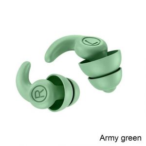 Euty-Bouchons D'oreille Anti-Bruit En Silicone,R&eacute;duction Du Bruit Du Sommeil,Annulation Insonoris&eacute;e,&Eacute;tanche,Protection D'oreille Souple Pour Natation-2 Layers-Army Green - Neuf