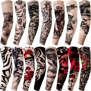 15 Pcs Bras Tatouages Manches Pour Hommes Femmes, Unisexe Tribal Totem Cr&acirc;ne Fleur Mode Tatouages Manches Cyclisme En Plein Air Basketball Cr&egrave;me Solaire &Eacute;lastique En Nylon Tatouages Manches - Neuf