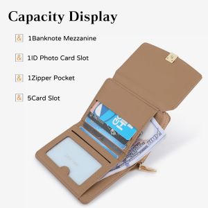 Portefeuille Femme Porte-Monnaie En Cuir Pu Petit Format Porte Feuilles Mode Court Portefeuille Wallet Avec 5 Emplacements Pour Cartes Rose - Neuf