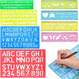 Tianyi-Lot De 8 Pochoirs Chiffres Et Lettres Pour Enfants - Règle De 15 Cm Avec Lettres Et Chiffres - Pochoir En Plastique Pour Aide Au Dessin Et Graffiti - Neuf
