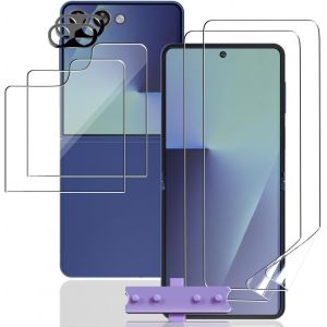[2+2+2 Pi&egrave;ces Protection &Eacute;cran Pour Samsung Galaxy Z Flip 7 Verre Tremp&eacute;, Tpu Souple Film + Verre Tremp&eacute; Ext&eacute;rieure + Samsung Galaxy Z Flip 7 Cam&eacute;ra Arri&egrave;re Protecteur, Hd/Anti-Rayures - Neuf