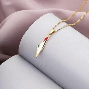 Or &Eacute;mail Palestine Carte Pendentif Collier Acier Inoxydable Tour De Cou Cha&icirc;ne Pour Femmes Pays G&eacute;ographie Bijoux Cadeau En Gros - Neuf