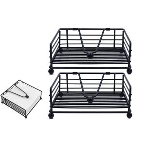 Lot de 2 porte-serviettes carr&eacute;s en m&eacute;tal noir avec bras lest&eacute; pour utilisation sur table - Neuf