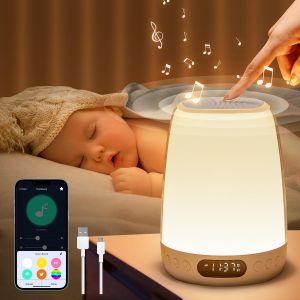 Veilleuse B&eacute;b&eacute;, Smart App Multicolore Rgb, R&eacute;veil Enfant Musicale Et Lumineuse, Bluetooth Bruit Blanc Lampe De Cheve, Rechargeable Dimmable - Neuf