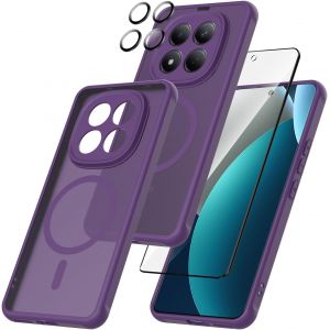 LORANKA-3 in 1 Coque pour Xiaomi Redmi Note 15 Pro Plus 5G avec 1 Verres Tremp&eacute;s und 1 Cam&eacute;ra Protecteur,Adapt&eacute; aux Supports magn&eacute;tiquesDos Anti Rayures Antichoc Housse Fond Bumper Case - Violet - Neuf