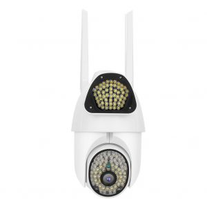 Camera HD 1080P WiFi IP66, vision nocturne, 135 lumieres, alarme sonore et lumineuse, PTZ, compatible Onvif, prise 100-240V US - Neuf