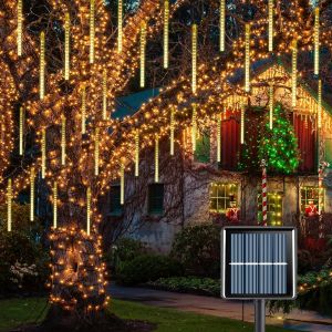Kal-Lumières Solaires De Pluie De Météores, Guirlandes Lumineuses Ip65 Imperméable Lumières De Noël Avec Tubes De 30 Cm, 8 Tubes, Total 240 Led Pour Décoration De Arbre Mariage Intérieur Fête Jardin - Neuf