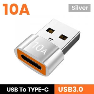 Convertisseur Otg Usb 3.0 Vers Type C 10a Pour Ordinateur Portable Xiaomi Samsung Oneplus Usb A Femelle Vers Type C Mâle,Adaptateur De Données De Charge Rapide.Argent. - Neuf