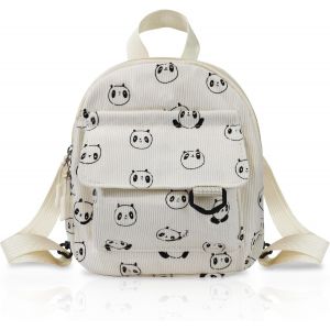 Sac &Agrave; Dos En Corduroy Pour Femme,Petit Sac &Agrave; Dos Pour Femme,Sac &Agrave; Dos Avec Motif Panda Pour La Randonn&eacute;e,Les Voyages,Le Shopping - Neuf