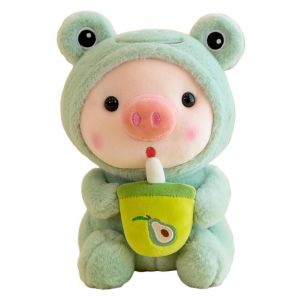Peluche Cochon De 24,9 Cm Avec Tasse De The Au Lait, Adorable Et Douce, Ideale Pour Accompagner Un Lit, Un Canape Ou Un Canape. - Neuf