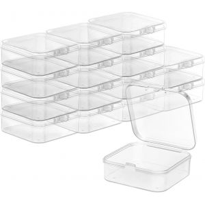 lbgwp60-15 Mini Boite De Rangement Avec Couvercle, Petites Boites Plastiques Transparentes, Petits Boite Carrées En Plastique, Boîte De Conteneurs De Stockage De Perles Pour Pilules, Herbes, Bijoux - Neuf