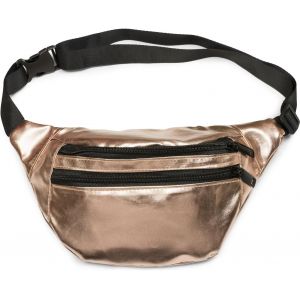 KALANKA-Sac Banane Aspect métallisé et Fermeture à glissière, Sacoche de Ceinture, Poche Ventrale, Femmes 02012243, Couleur:Or Rose - Neuf