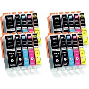 20 Cartouches d'encre avec Puce Compatible avec Canon PGI-550 / CLI-551 pour Pixma IP7200 IP7250 IX6850 MG5450 MG5500 MG5550 MG5600 MG5650 MG5655 MG6450 MG6650 MX720 MX725 MX920 MX925 - Neuf