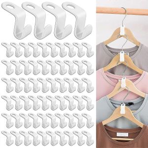 64 pcs crochet de cintre,connecteurs de cintre,clip d'extension de crochet (blanc) - Neuf