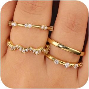 Kal-3 Pièces Bagues Réglables En Argent Avec Zircons - Neuf