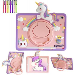 Kal-Coque Enfant Compatible Avec Ipad Mini 7 A17 Pro 8.3 Pouces 2024, Ipad Mini 6ème Génération 2021, Avec Porte-Crayon, Poignée Rotative À 360°, Licorne - Neuf