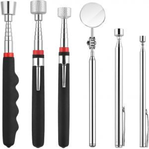 KALANKA-Flintronic Outil Magn&eacute;tiques T&eacute;lescopiques, 6 Pcs Outil de Ramassage Aimant&eacute; T&eacute;lescopable, Miroir d'Inspection Rond, pour Ramasser de Petites Pi&egrave;ces, Objets M&eacute;talliques-1,5 LB 3,5 LB 10 LB 15 - Neuf