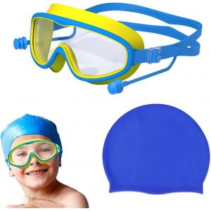 Lunette Piscine Enfant,Bonnet Piscine Enfant,Bonnet Piscine Imperméable,Bonnet De Bain Silicone,Lunettes De Natation Antibuée,Lunette De Piscine Enfant En Silicone Avce Bouchon Oreille Piscine - Neuf