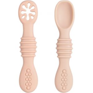 Cuillère En Silicone Pour Bébé, Lot De 2 Cuillères Pour Bébé, Ustensile D'apprentissage Adapté Aux Premières Poussées Dentaires, Recommandé Par Les Experts En Sevrage (Couleur De Peau). - Neuf