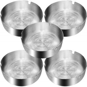 Cendrier en acier inoxydable 5 pièces 10cm cendriers de table Cendrier portable moderne pour cigarettes pour une utilisation extérieure et intérieure,argent - Neuf