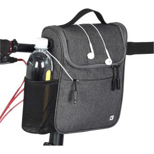 Sacoche De Guidon Vélo Vtt Imperméable Sac De Vélo Avec Housse De Pluie Et Bandoulière Pour Cyclisme (Gris Foncé) - Neuf