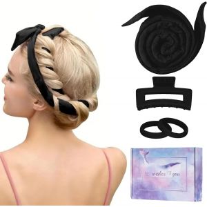 Boucle Sans Chaleur, Noir Heatless Hair Curlers, N'abîme Pas Cheveux, Boudin Boucle Sans Chaleur, Diy Boucle Sans Chaleur Boudin, Bigoudis De Nuit Pour Cheveux Moyens Et Longs - Neuf