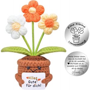 Cadeau porte-bonheur-Fleurs tricot&eacute;es-Poup&eacute;e de fleurs en laine &agrave; tricoter positive-Petit c&acirc;lin-Porte-bonheur-Cadeau de r&eacute;tablissement des classes.[S278] - Neuf