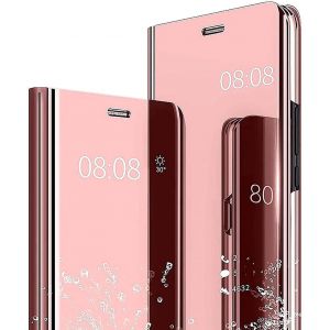 KAL-Housse &Eacute;tui Pour Honor 200 Lite Coque, Mirror Case Anti-Rayures Anti-Choc Housse De Protection Clear View Cover, &Eacute;tui Cover Pour Honor 200 Lite.(Or Rose) - Neuf