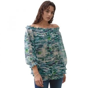 Tunique Femme - B.Young - Blouse Ample En Voile - Manches 3/4 - Motif Abstrait Multicolore - 100% Polyester - Neuf