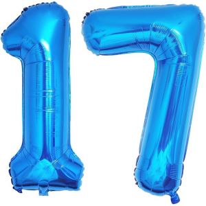 40 Pouces Foil Ballons Chiffre 17/71 Bleu (101cm),Gonflable Hélium ou Air,Géant Numéro 0-9,10-29,30-100,Grand Ballons pour Mariage,Décoration de Fête d'anniversaire - Neuf