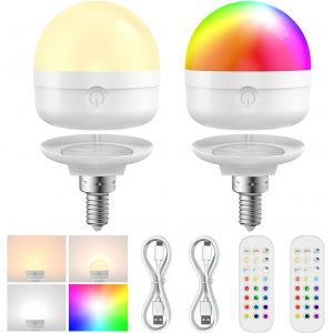 Ampoule Rechargeable Avec Télécommande, E14 À Intensité Variable, Couleur Rvb Intelligente, Alimentée Par Piles, 6 W, Ampoule Led De Charge Amovible Pour Lampes Non Câblées, Appliq[Amp743055] - Neuf