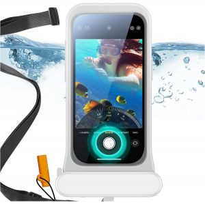 KAL-Pochette Etanche Pour Iphone 15 Pro/14 Pro/13 Pro, Sensibilité Tactile Sous-Marine, Coque Flottante Étanche Ipx8 Avec Lanière, Sac Sec Pour Plongée En Apnée, Blanc - Neuf