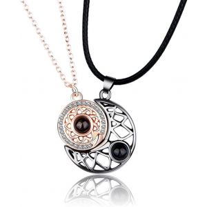 Collier Magnétique Pour Couple Soleil Et Lune, Projection « Je T'aime », Cadeau Idéal Pour Couple, Collier Fantaisie Pour Couples Et Meilleurs Amis - Neuf