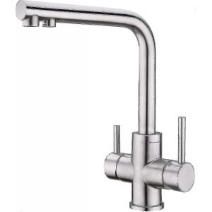 Robinet de cuisine 3 voies, robinet de cuisine rotatif à 360°, mitigeur filtre à eau 3 en 1, robinet d'évier en acier inoxydable, robinet d'eau potable à 2 niveaux - Neuf