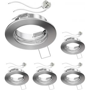 ledscom.de 10 cadres d'encastrement au plafond FERE, rond, blanc brillant (LED/Halogène/MR16/50mm) incl. douille GU5.3 - Neuf