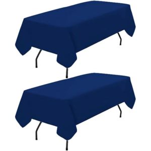 Chenquansarl-Lot De 2 Nappes Rectangulaires En Polyester Bleu Marine De 153 X 260 Cm Pour Tables Rectangulaires De 1,2 M, Nappes Lavables Pour Mariage, R&eacute;ception, F&ecirc;te, Anniversaire, Etc - Neuf