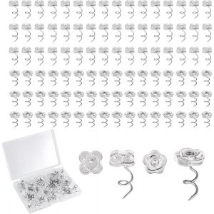 Chenquansarl-100pcs Épingles À Jupe De Lit, 1,1cm Twist Pins Tête Transparente Épingle Torsadée Tapissier Pour Housses Et Cache-Sommiers (Trèfle À Quatre Feuilles, Rose) - Neuf