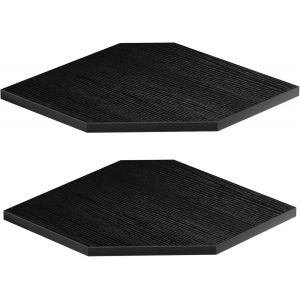 CAUC-&Eacute;tag&egrave;re d'angle 30 cm - avec Trous pour Fils, 2 Niveaux 33,7 cm Profondeur, &Eacute;tag&egrave;res en Bois pour Rangement Mural (Parfaites pour Haut-Parleur & Pi&egrave;ces D&eacute;coratives), Noire - Neuf