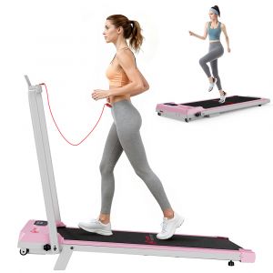 Tapis Roulant Pliable 3 En 1 - Tapis De Marche Inclinable &Agrave; 5 %, Moteur Silencieux, &Eacute;cran Led, 1-6 Km/H, Tapis De Marche Compact Pour La Maison/Le Bureau (Poids Maximal Support&eacute; : 120 Kg) Rose - Neuf