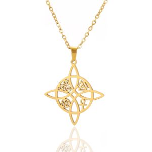 Kal-Collier De N?ud De Sorcière Pour Les Femmes Filles N?ud Celtique Irlandais Pentagramme Trinité Ankh Croix Triquetra N?ud Trinité Collier Viking Amulette Païen Amulette Wiccan Bijoux Cadeau - Neuf