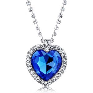 Kales-Titanic C?ur De L'océan Collier Avec Pendentif Saphir Bleu Royal Avec Collier Plaqué Argent - Neuf