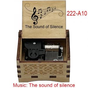 Boîte à musique en bois avec mouvement à remonter,18 notes,le son du silence,cadeau mignon,cadeau d'anniversaire pour les amis,fête de festival en famille -222-A10 - Neuf
