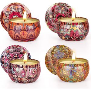 Lot de 9 bougies parfumées pour femme, 180 heures bougies d'aromathérapie, en cire de soja, bougies en verre pour la maison, la fête des mères, un anniversaire, (Blue, 9) - Neuf