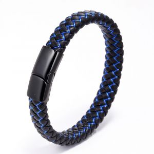 D'inspiration Mantra Pour Les Hommes Grav&eacute; &Agrave; La Main Bleu En Cuir Tress&eacute; R&eacute;glable Brassard Bracelet De Bracelet De L'encouragement De Motivation De Cadeau Pour Les Hommes - Neuf