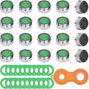 TUEJ-Aérateur De Robinet M24 Filtre À Robinet Avec Joints En Caoutchouc Et Clé D'Aérateur Mousseur Robinet Pour Lavabo De Salle De Bain Et Cuisine Diamètre Extérieur 24 Mm 20 Pièces - Neuf